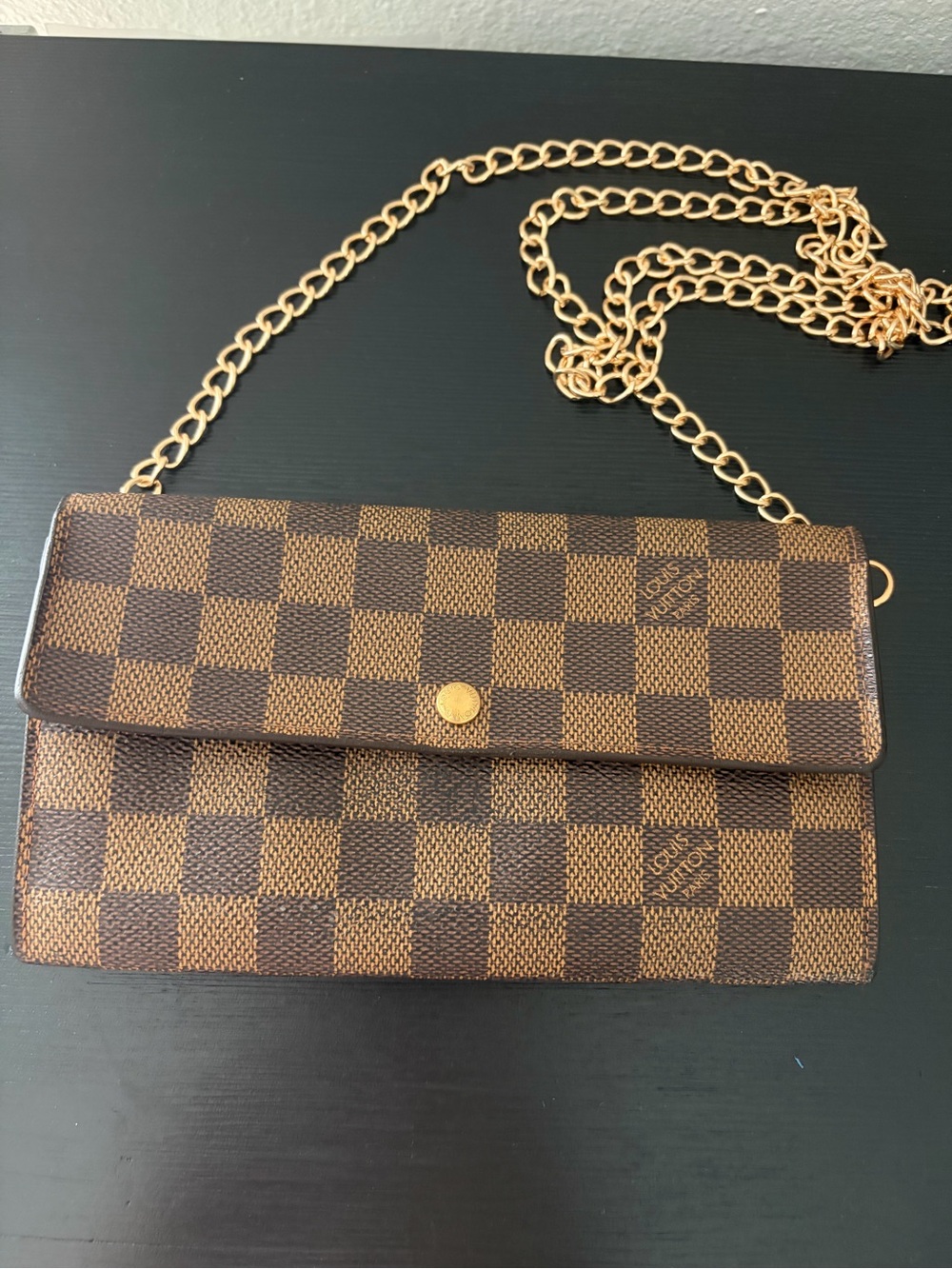 Louis Vuitton Damier Ebene Sarah Wallet on Chain